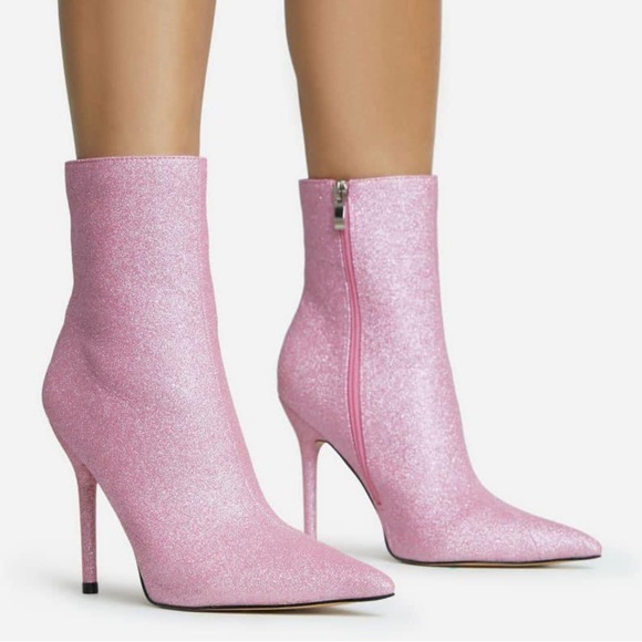 EGO Shoes Pink Shimmery Boots With 3 Inch Heel Goes Great With Most